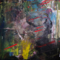 tim motzer, untitled1, collaboration with raquel harriet, acrylic, and graphite on canvas, 121.9cm x 121.9cm