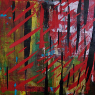 tim motzer, untitled8, acrylic & graphite on canvas,101.6cm x 101.6cm