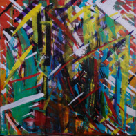 tim motzer, untitled7, acrylic & graphite on canvas,101.6cm x 101.6cm