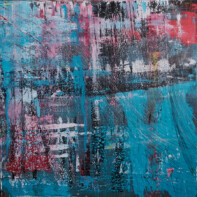 tim motzer, untitled5, acrylic, graphite, & charcoal on canvas, 121.9cm x 121.9cm