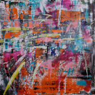 tim motzer, untitled4, acrylic and graphite on canvas, 121.9cm x 121.9cm